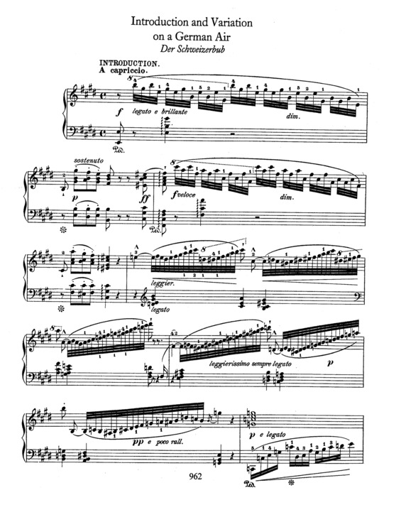 Partitura da música Variations on the air Der Schweizerbub