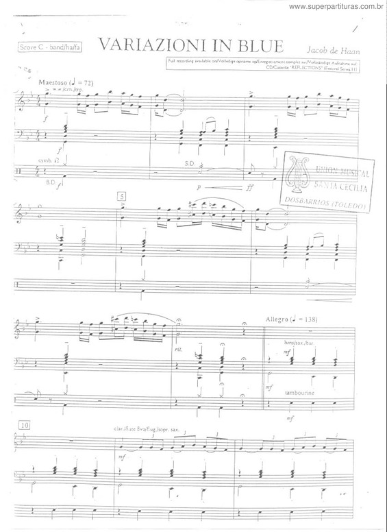 Partitura da música Variazioni In Blue