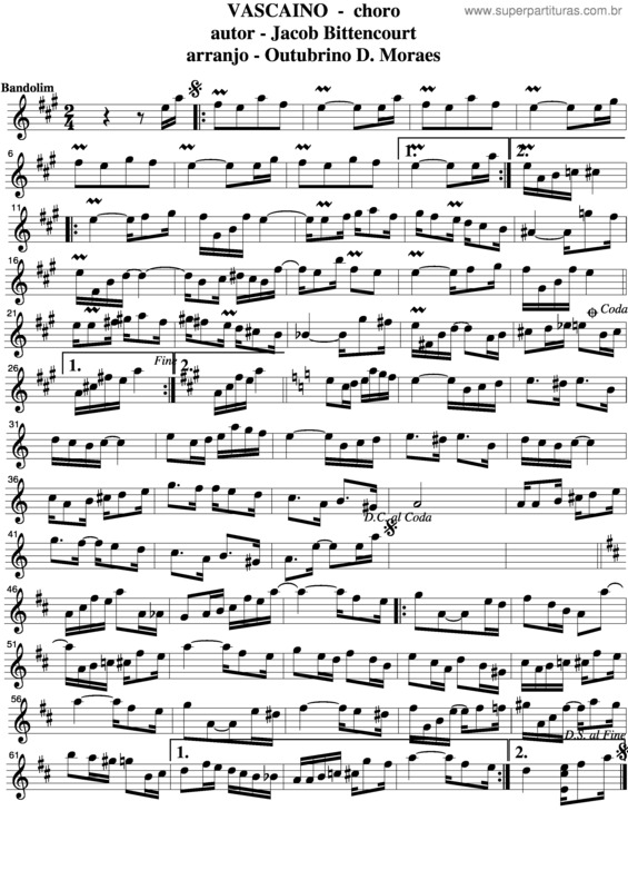 Partitura da música Vascaino