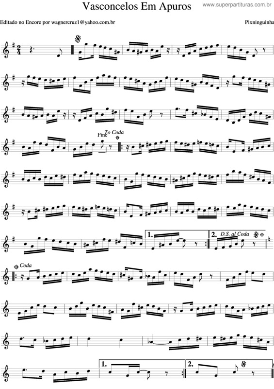 Partitura da música Vasconcelos Em Apuros