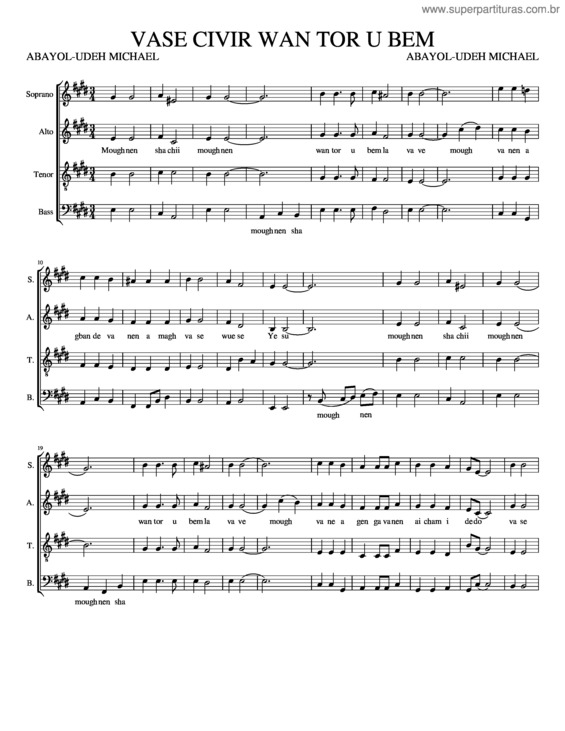 Partitura da música Vase Civir Tor U Bem