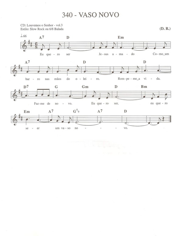 Partitura da música Vaso Novo v.2