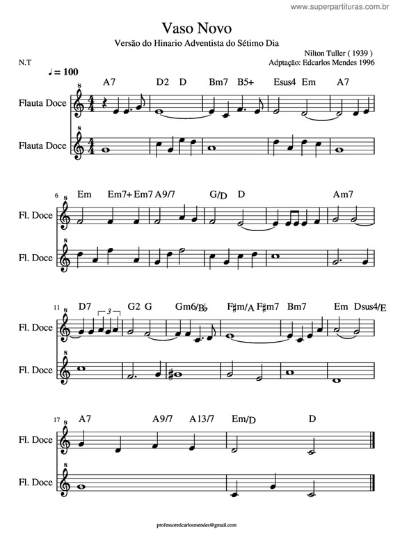 Partitura da música Vaso Novo