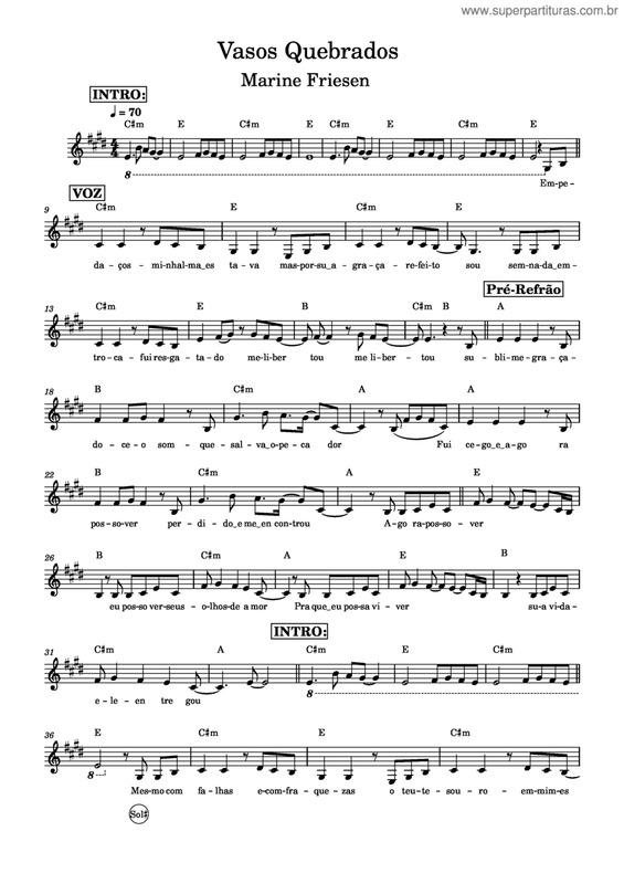 Partitura da música Vasos Quebrados