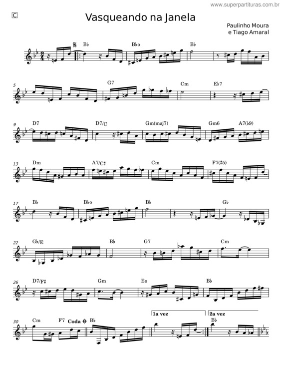 Partitura da música Vasqueando Na Janela