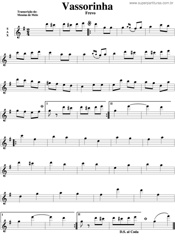 Partitura da música Vassorinha