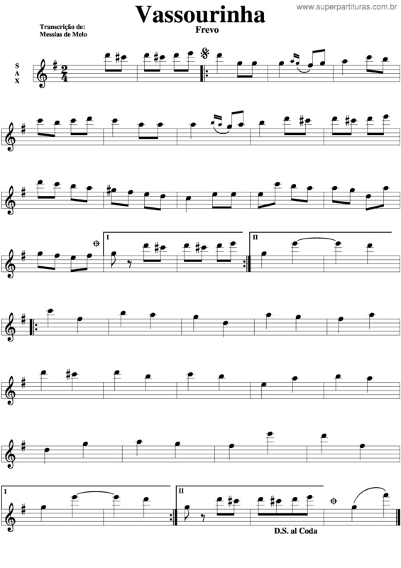 Partitura da música Vassourinha v.5