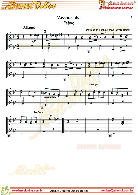 Partitura da música Vassourinha v.6