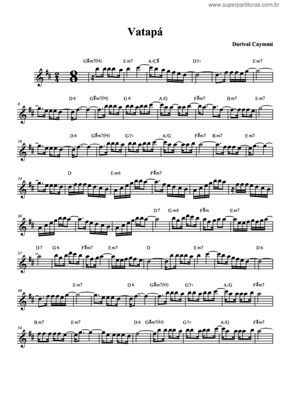 Partitura da música Vatapá