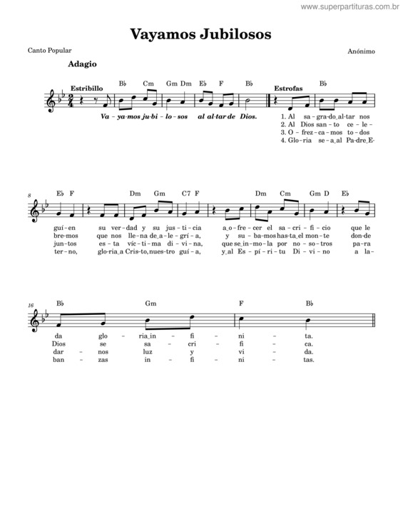 Partitura da música Vayamos Jubilosos