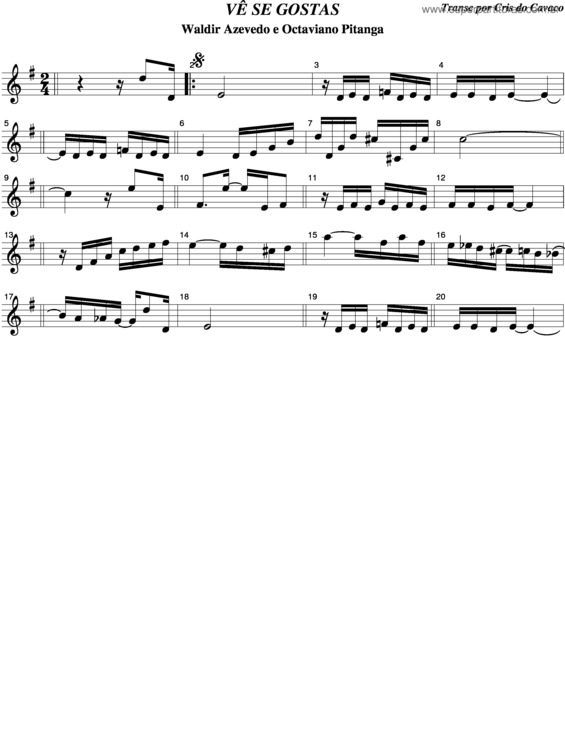 Partitura da música Vê Se Gostas v.3