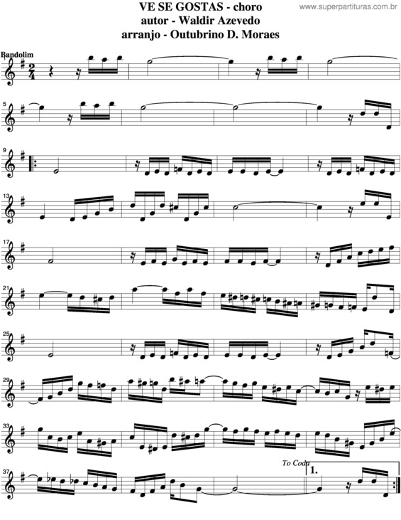 Partitura da música Vê Se Gostas v.4