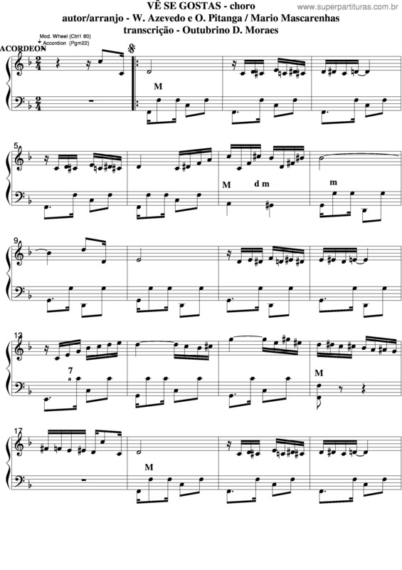 Partitura da música Vê Se Gostas v.6