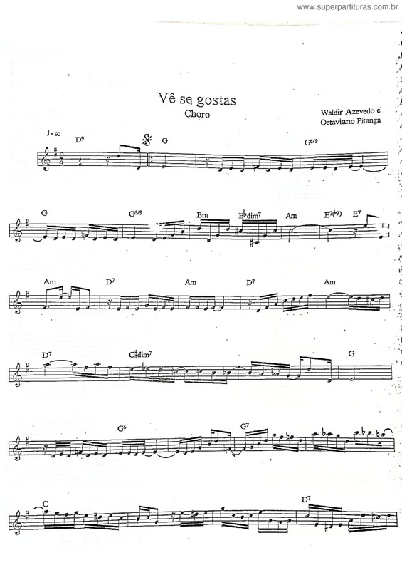 Partitura da música Vê Se Gostas v.7