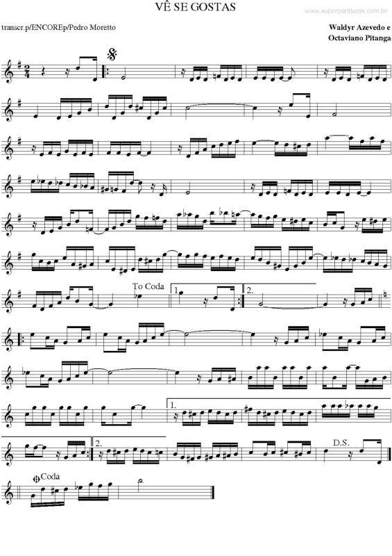 Partitura da música Vê se Gostas