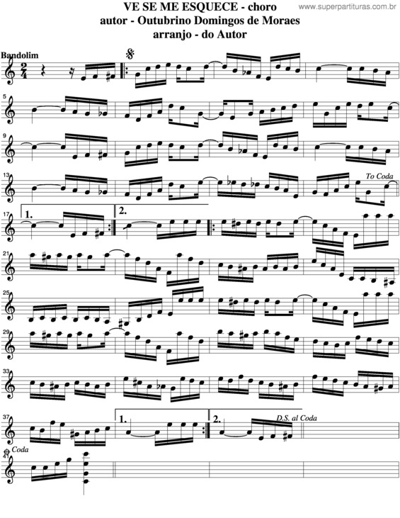 Partitura da música Vê Se Me Esquece v.2