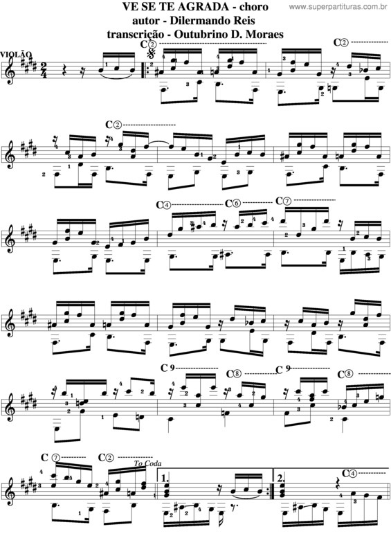 Partitura da música Ve Se Te Agrada v.2