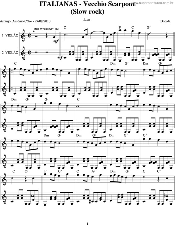 Partitura da música Vecchio Scarpone