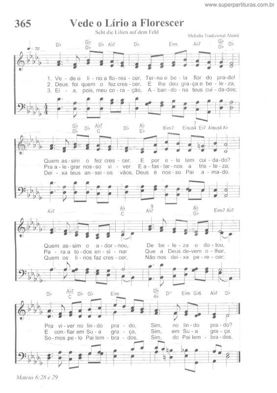 Partitura da música Vede O Lírio A Florescer