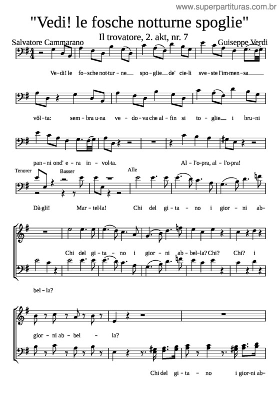 Partitura da música Vedi! Le Fosche Notturne Spoglie