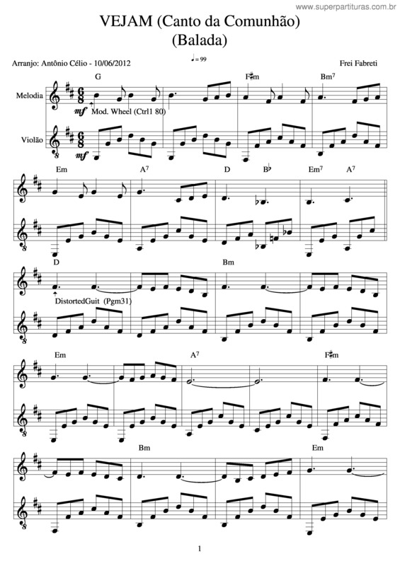 Partitura da música Vejam (Canto Da Comunhão)