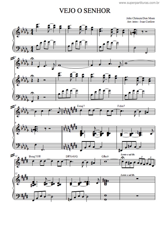 Partitura da música Vejo O Senhor v.2