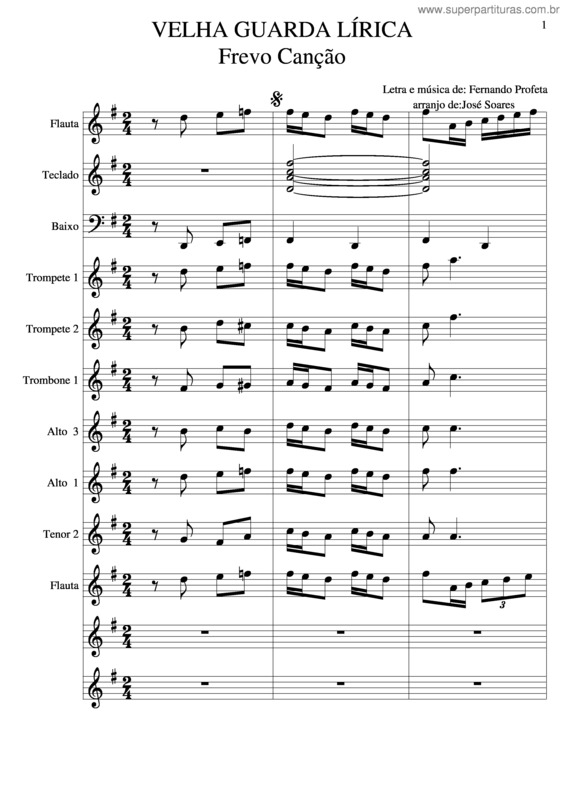 Partitura da música Velha Guarda Lírica