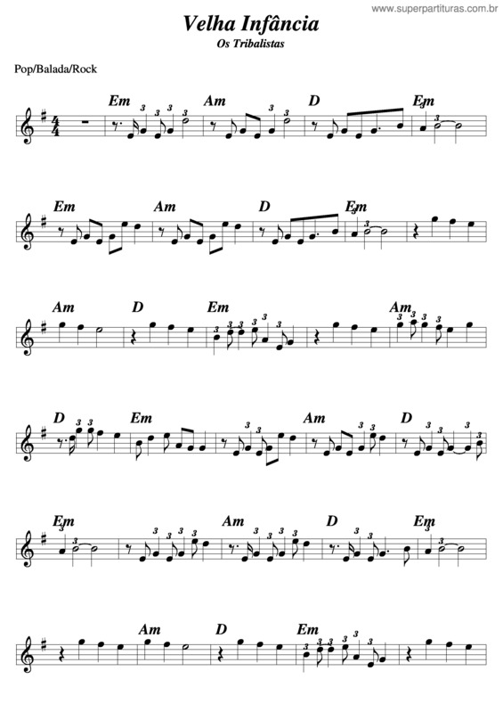 Partitura da música Velha Infância v.12