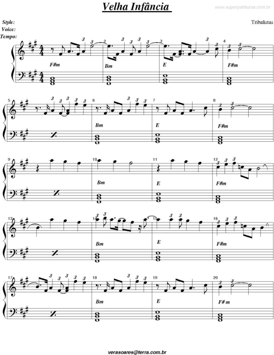 Partitura da música Velha Infância v.4