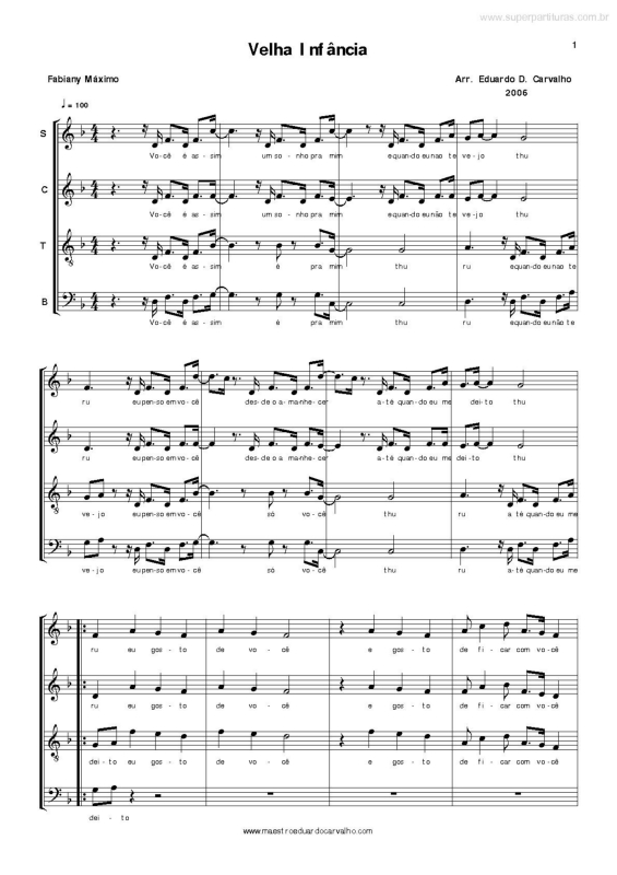 Partitura da música Velha Infância v.5