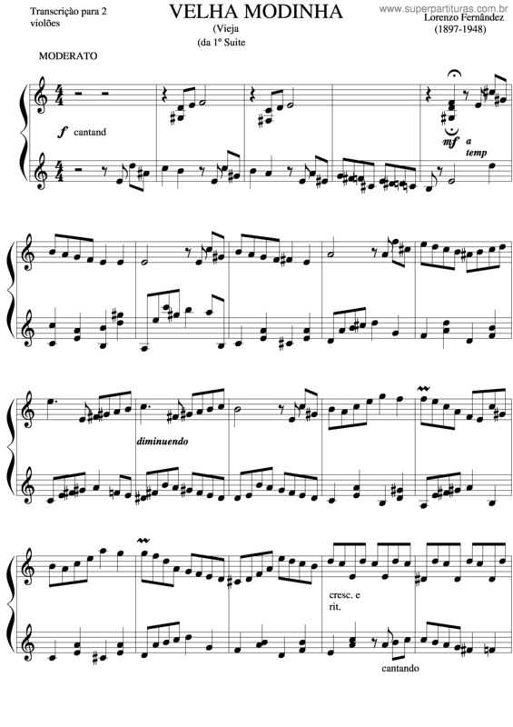 Partitura da música Velha Modinha