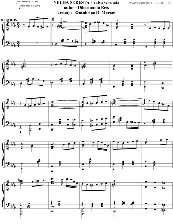 Partitura da música Velha Seresta v.2