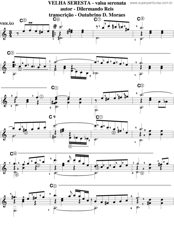 Partitura da música Velha Seresta