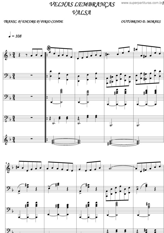 Partitura da música Velhas Lembranças v.2