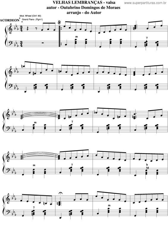 Partitura da música Velhas Lembranças v.3