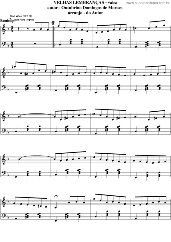 Partitura da música Velhas Lembranças v.5