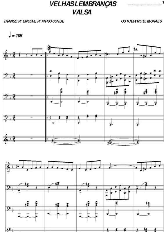 Partitura da música Velhas Lembranças