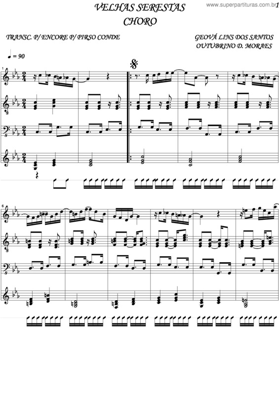 Partitura da música Velhas Serestas v.3