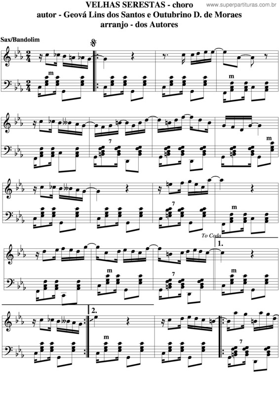 Partitura da música Velhas Serestas v.4