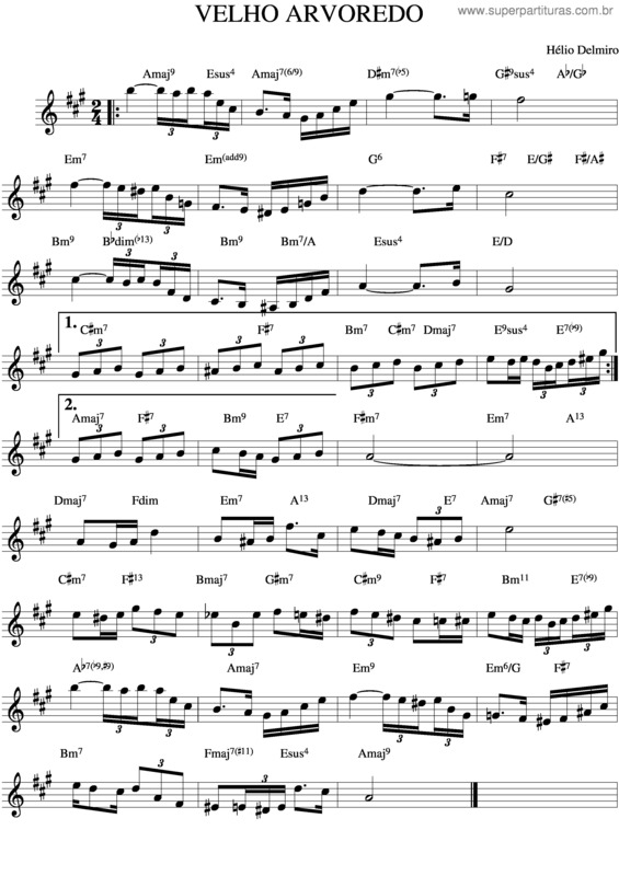 Partitura da música Velho Arvoredo