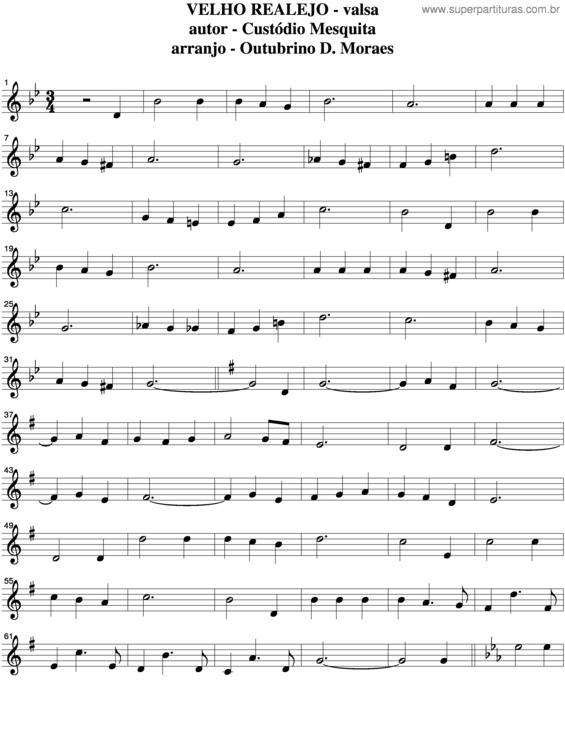 Partitura da música Velho Realejo