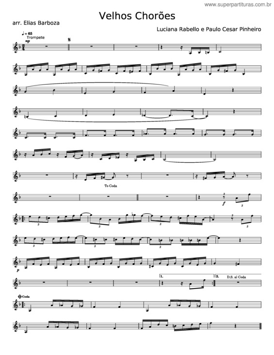 Partitura da música Velhos Chorões Bandolim