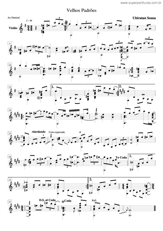 Partitura da música Velhos Padrões