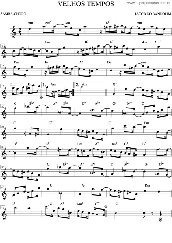 Partitura da música Velhos Tempos