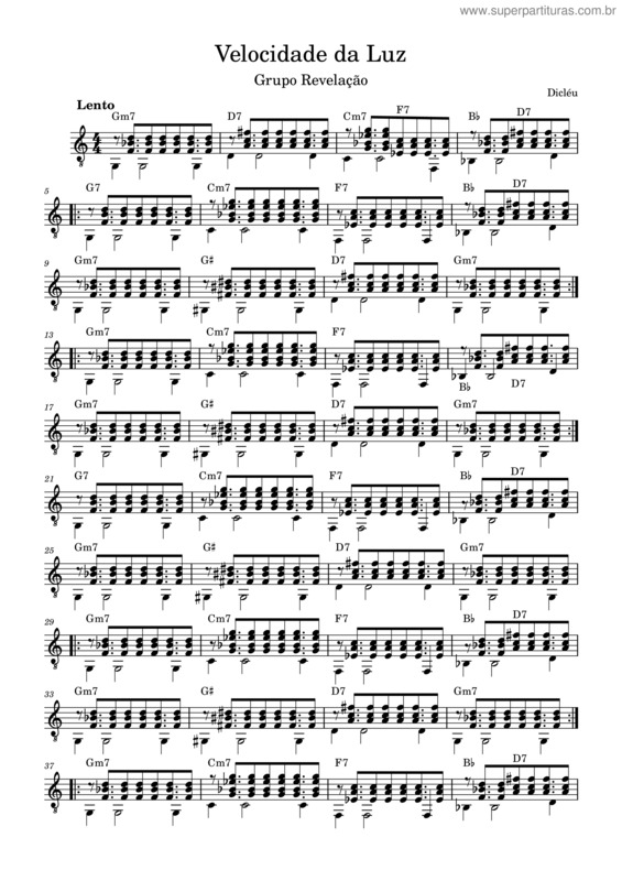 Partitura da música Velocidade Da Luz – Dicléu