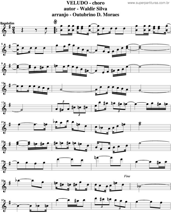 Partitura da música Veludo