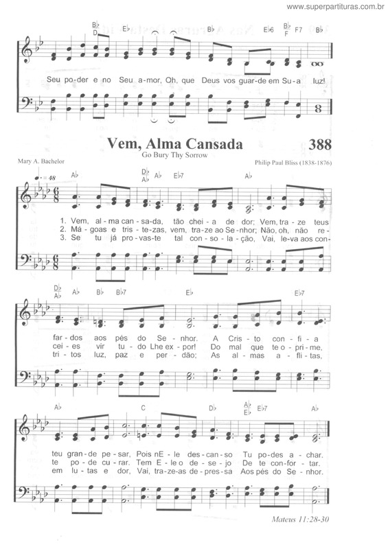 Partitura da música Vem, Alma Cansada