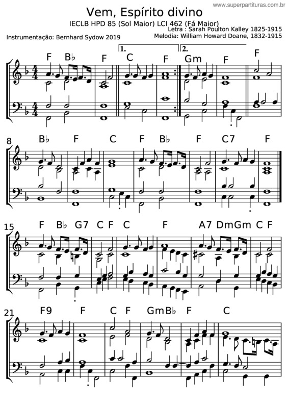 Partitura da música Vem, Espírito Divino v.2