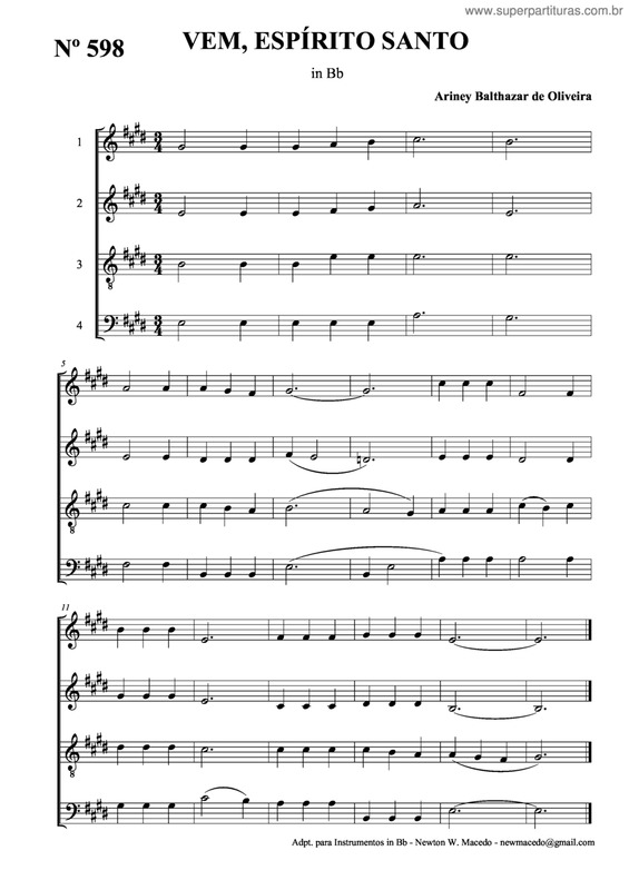 Partitura da música Vem, Espírito Santo v.2