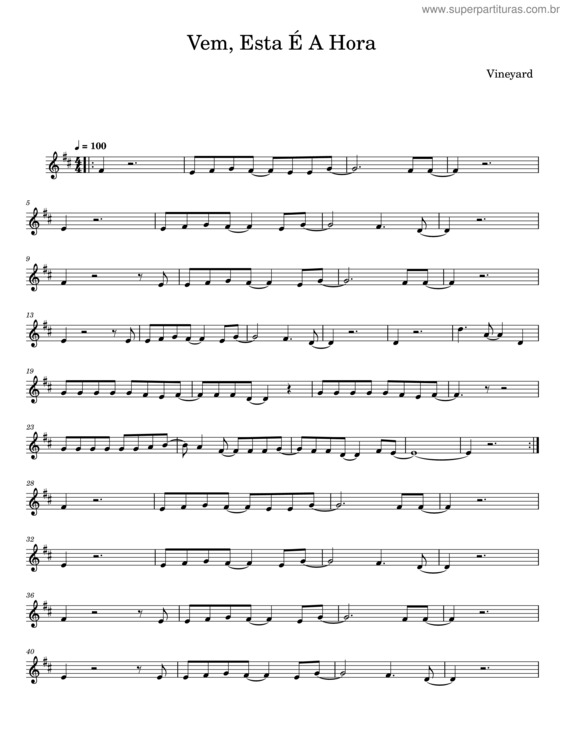 Partitura da música Vem, Esta É A Hora – Vineyard Music
